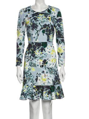 Erdem Blue Floral Zip Up Dress Large